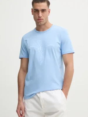 Joop! t-shirt bawełniany Alerio kolor niebieski z nadrukiem 30042432 10017941