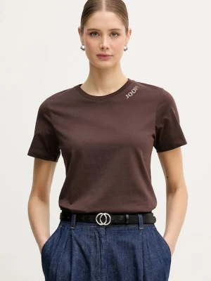 Joop! t-shirt bawełniany damski kolor brązowy 30048474