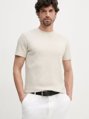 Joop! t-shirt bawełniany męski kolor beżowy gładki 30044672