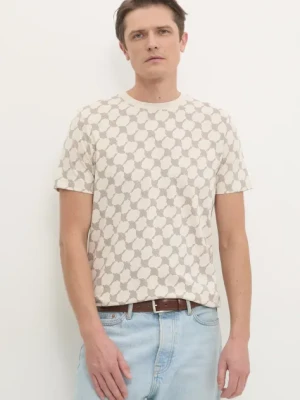 Joop! t-shirt bawełniany męski kolor beżowy wzorzysty 30044675