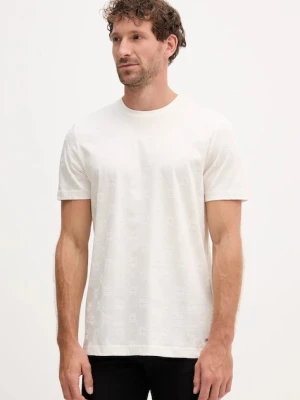 Joop! t-shirt bawełniany męski kolor beżowy z aplikacją 30046985