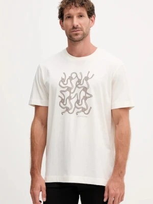 Joop! t-shirt bawełniany męski kolor beżowy z nadrukiem 30047002