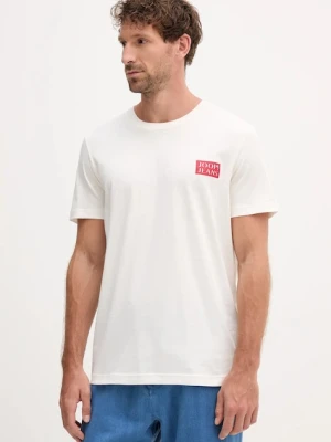 Joop! t-shirt bawełniany męski kolor beżowy z nadrukiem 30047004