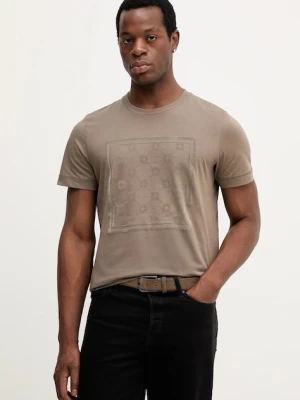 Joop! t-shirt bawełniany męski kolor brązowy z nadrukiem 30047429