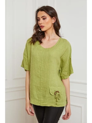Joséfine Lniana koszulka "Bostane" w kolorze zielonym rozmiar: L