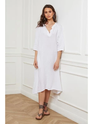 Joséfine Lniana sukienka "Devalone" w kolorze białym rozmiar: S