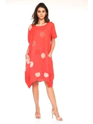 Joséfine Lniana sukienka "Gory" w kolorze koralowym rozmiar: M