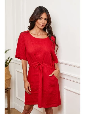 Joséfine Lniana sukienka w kolorze czerwonym rozmiar: XXL