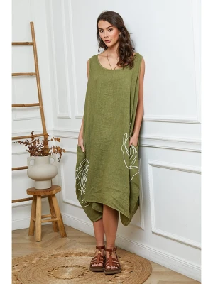 Joséfine Lniana sukienka w kolorze khaki rozmiar: XL