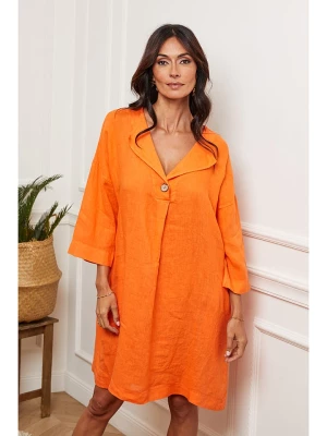 Joséfine Lniana sukienka w kolorze pomarańczowym rozmiar: S