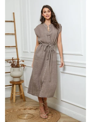 Joséfine Lniana sukienka w kolorze szarobrązowym rozmiar: XXL