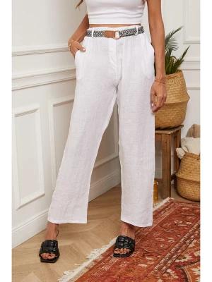 Joséfine Lniane spodnie w kolorze białym rozmiar: XXL