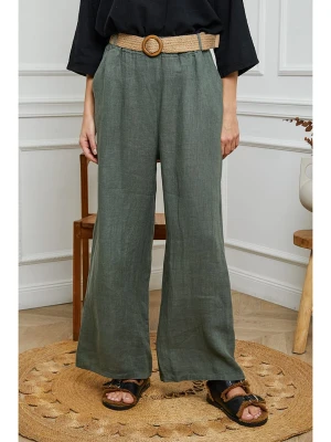 Joséfine Lniane spodnie w kolorze khaki rozmiar: XXL