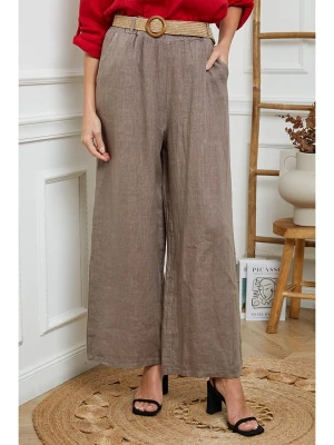 Joséfine Lniane spodnie w kolorze szarobrązowym rozmiar: XXL