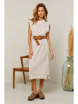 Joséfine Sukienka dzianinowa "Dorette" w kolorze beżowym rozmiar: L