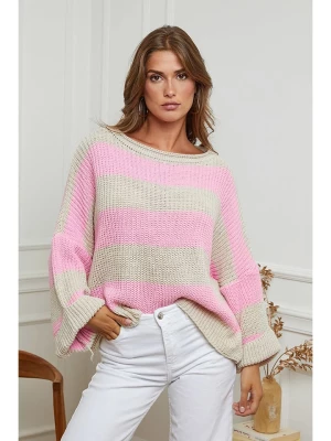 Plume Sweter "Myriam" w kolorze jasnoróżowo-kremowym rozmiar: L
