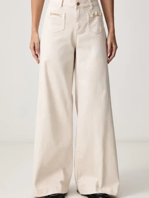 Joseph Ribkoff jeansy wide leg damskie beżowy