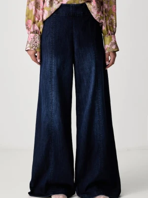 Joseph Ribkoff jeansy wide leg damskie granatowy