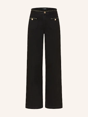 Joseph Ribkoff Jeansy Wide Leg Z Błyszczącą Przędzą schwarz