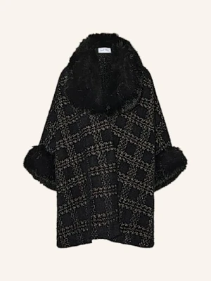 Joseph Ribkoff Peleryna Ze Sztucznym Futrem I Błyszczącą Przędzą gold