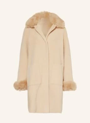 Joseph Ribkoff Płaszcz Z Odpinanym Sztucznym Futrem beige