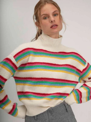 Josephine & Co Sweter "Sverre" w kolorze kremowo-zielono-czerwonym rozmiar: XL