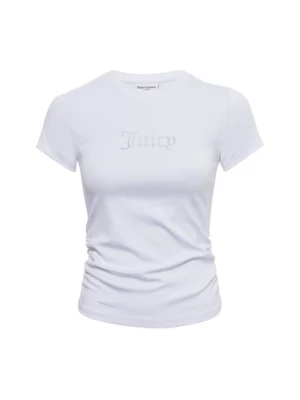 Juicy by Juicy Couture Koszulka damska - Dot Ruched Tee Kobiety Modal biały jednolity,