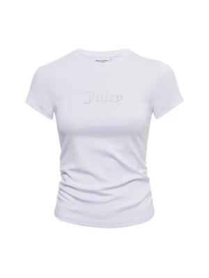 Juicy by Juicy Couture Koszulka damska - Dot Ruched Tee Kobiety Modal biały jednolity,