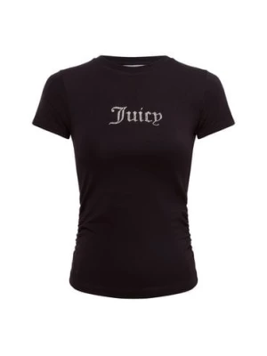 Juicy by Juicy Couture Koszulka damska - Dot Ruched Tee Kobiety Modal czarny jednolity,