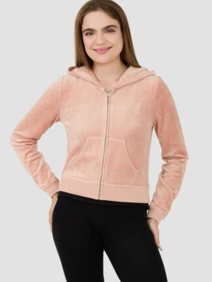 JUICY COUTURE Beżowa damska bluza Heritage Robyn Hoodie, Rozmiar L