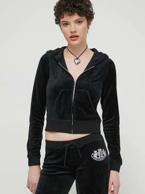 Juicy Couture bluza damska kolor czarny z kapturem z aplikacją