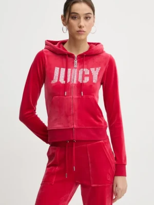 Juicy Couture bluza damska kolor czerwony z kapturem z aplikacją JCBAS125861