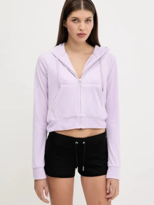Juicy Couture bluza damska kolor fioletowy z kapturem z aplikacją JCWA122001