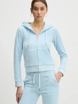 Juicy Couture bluza damska kolor niebieski z kapturem gładka JCAP176