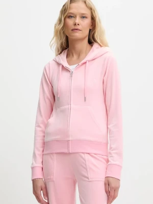 Juicy Couture bluza damska kolor różowy z kapturem gładka JCAP176