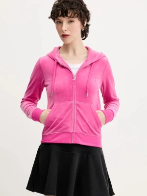 Juicy Couture bluza damska kolor różowy z kapturem gładka JCAP176