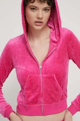 Juicy Couture bluza damska kolor różowy z kapturem z aplikacją