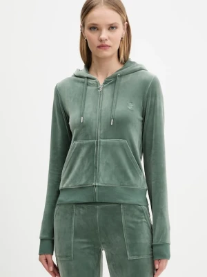Juicy Couture bluza damska kolor zielony z kapturem gładka JCAP176