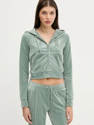 Juicy Couture bluza damska kolor zielony z kapturem z aplikacją JCWA122001