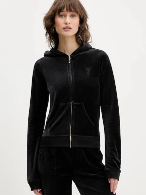 Juicy Couture bluza HERITAGE ROBYN HOODIE damska kolor czarny z kapturem z aplikacją JCSEBJ007G