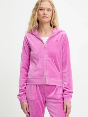 Juicy Couture bluza HERITAGE ROBYN HOODIE damska kolor różowy z kapturem z aplikacją JCSEBJ007G