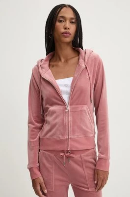 Juicy Couture bluza ROBERTSON CLASS damska kolor różowy z kapturem gładka JCAP176EU