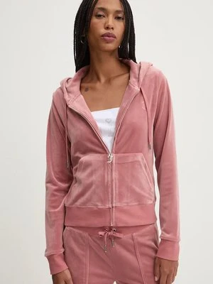 Juicy Couture bluza ROBERTSON CLASS damska kolor różowy z kapturem gładka JCAP176EU