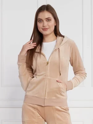 Juicy Couture Bluza Robertson Classic Velour Zip Trough Hoodie GOLD HW | Regular Fit