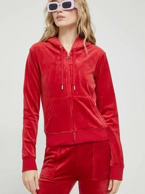 Juicy Couture bluza Robertson damska kolor czerwony z kapturem gładka