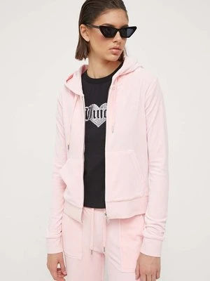 Juicy Couture bluza Robertson damska kolor różowy z kapturem gładka