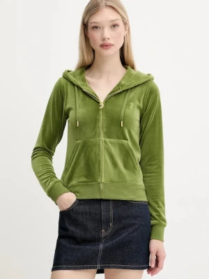 Juicy Couture bluza ROBERTSON HOODIE damska kolor zielony z kapturem z aplikacją JCAP176G