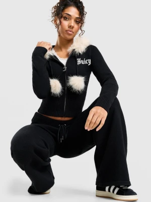 Juicy Couture Bluza Rozpinana Z Kapturem Knit czarny