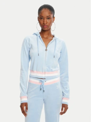 Juicy Couture Bluza Velour Crop JCWAS225351 Błękitny Regular Fit Niebieski jasny