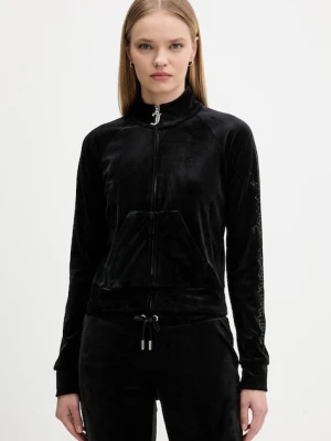 Juicy Couture bluza welurowa damska kolor czarny z aplikacją JCWCT225308